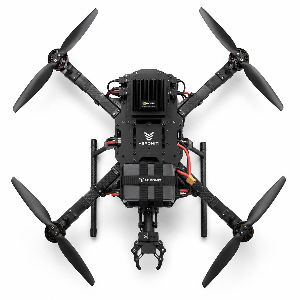 Top view of Aeroniti UAV configured with Pixhawk ArduPilot and onboard AI integration