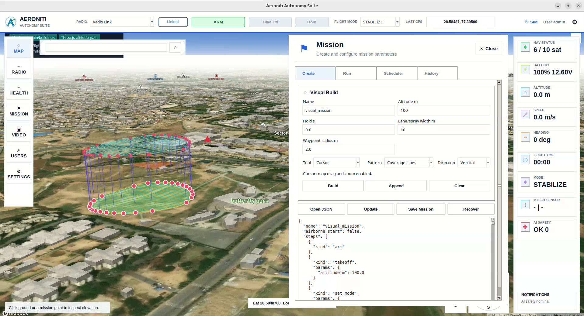 AI detection interface